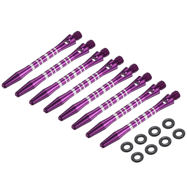 Ejes de dardos de aluminio medianos con rosca 2BA, accesorios de reemplazo con anillos de goma para puntas de acero, color púrpura