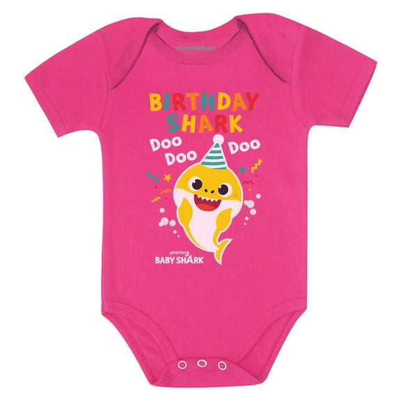Baby Shark Outfit 1st 2nd Birthday Shark Gift Birthday Boy Girl Baby Bodysuit NB (0-3M) Wow pink