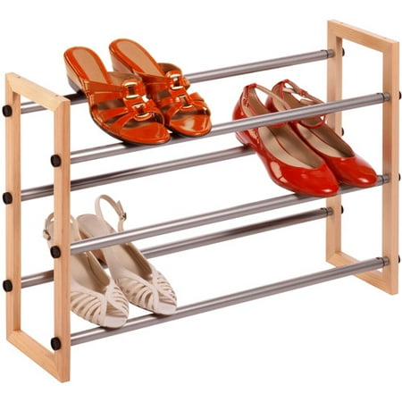 Honey Can Do 3-Tier Expandable Wood and Metal Shoe Rack