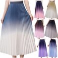 thumbnail image 6 of Lovskoo Long Skirts for Women Gradient Color Pleated Midi Skirt High Waist A Line Skirt Flowy Swing Maxi Half Skirt Purple, 6 of 6