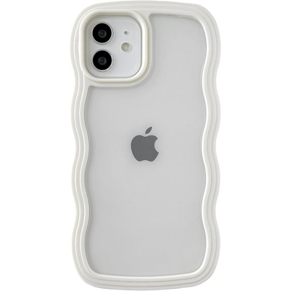 for iPhone 12 Case, Cute Curly Wave Frame Shape Shockproof Soft Compatible with iPhone Case (Yellow,iPhone 12)