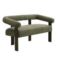 thumbnail image 2 of Knox Modern Boucle Upholstered Loveseat, Round Armchair with Solid Wood Base, Green, 2 of 9