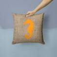 thumbnail image 2 of Carolines Treasures BB1018-BL-OR-PW1414 Sea Horse Burlap and Orange   Canvas Fabric Decorative Pillow BB1018 14Hx14W, 2 of 4