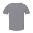 thumbnail image 5 of EHTMSAK Dressy Womens Tops Plus Size Solid Tee Shirts Clearance Crew Neck Ladies Short Sleeve Tops with Lower Sides Summer Womens Plus-Size Tops for Leggings Light Gray 2X, 5 of 6