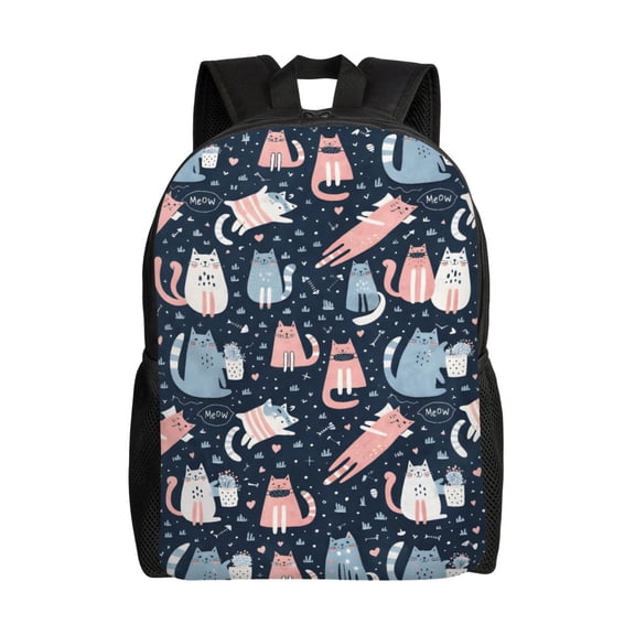 Cute Cat Backpack Full Front Print Travel Laptop Bag for Men and Women