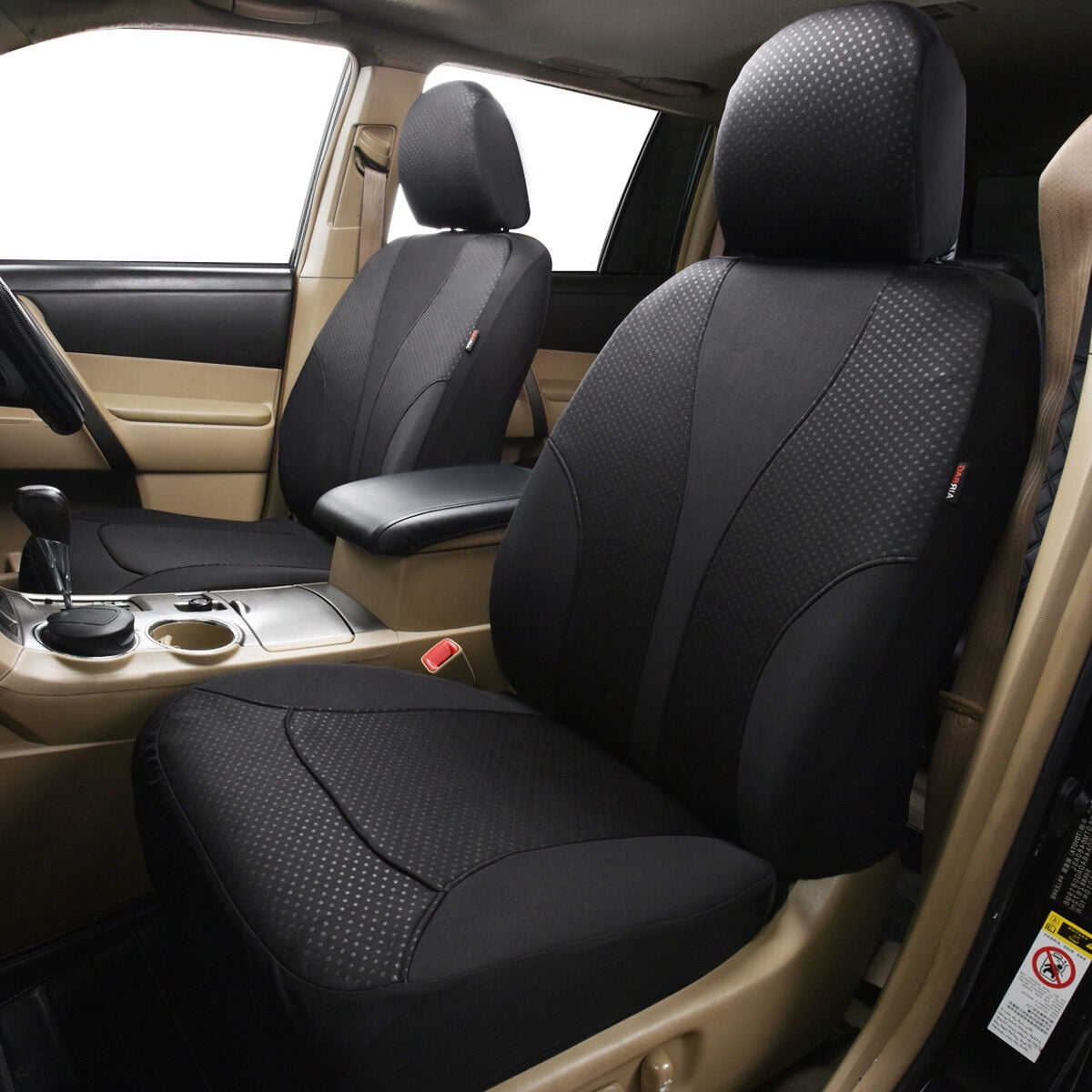 Flying Banner Universal Full Set Washable Car Seat Covers for Car Truck SUV Van Solid Black