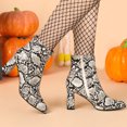 thumbnail image 3 of Unique Bargains Women's Pointed Toe Snake Print Chunky Heel Ankle Boots, 3 of 7