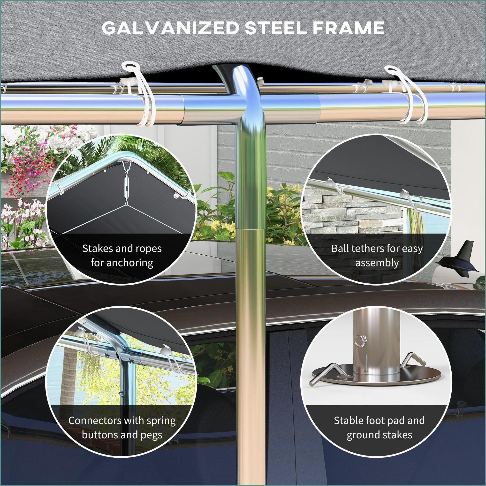 Carports 10'x20' Heavy Duty Outdoor Vehicle Shelter for No-Garage Homes | Gray | Galvanized Steel