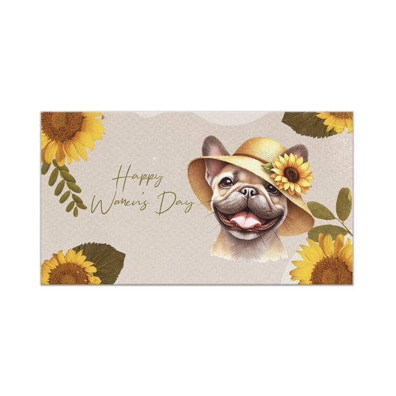 Happy Women's Day French Bulldog Sunflower Vintage Proud Mom Doormat Dog Lover Gifts Indoor Outdoor Welcome Mat - 02030