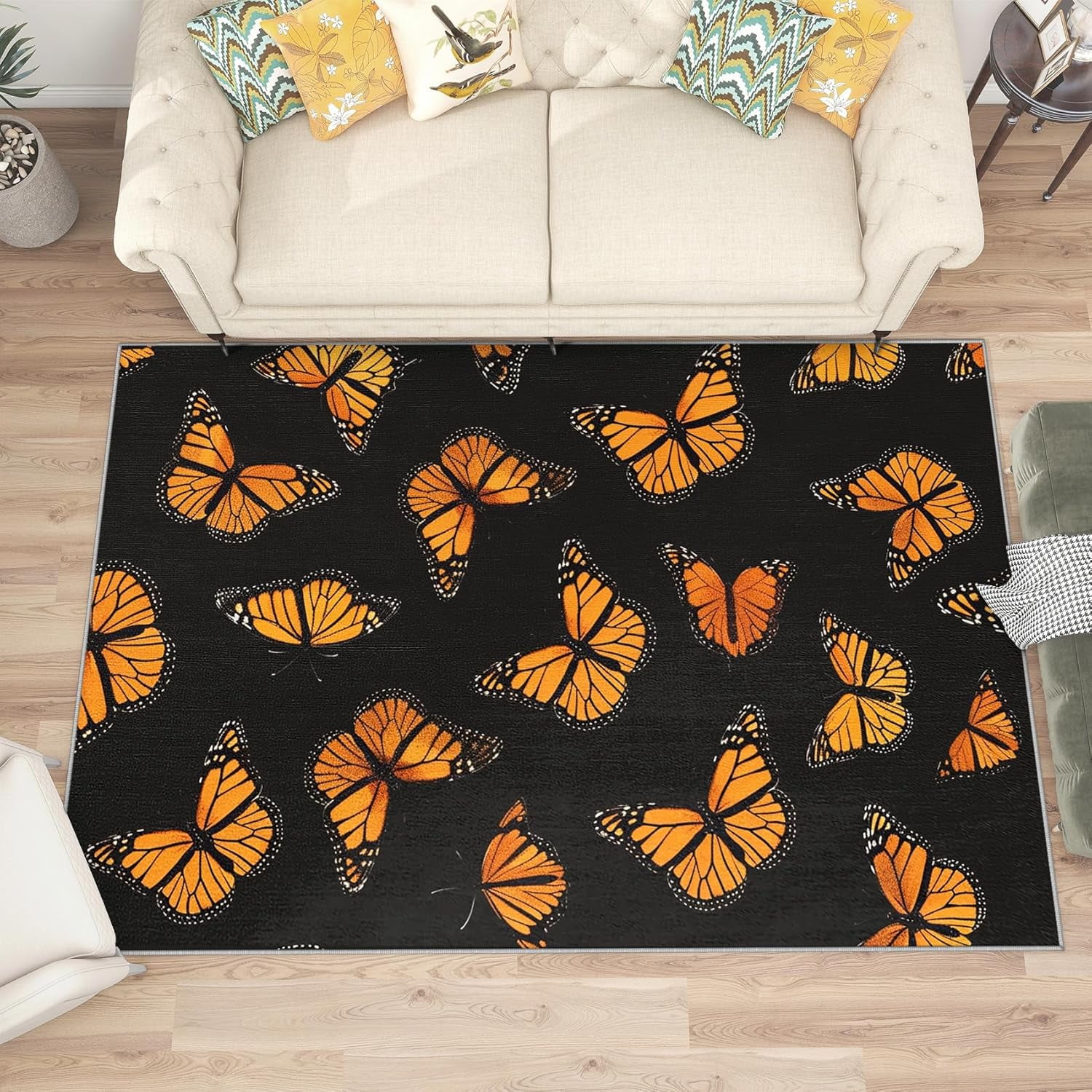 5x7 Rug, Butterfly Rug, Girls Kids Nursery Rugs for Living Room
