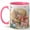 Pink, variant on Straw Hat Floral Coffee Mug, Watercolor Summer Garden Hat with Bow, 11 oz Ceramic Cup