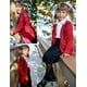 thumbnail image 4 of Cárdigan Arshiner de punto con volantes en rojo vino para niñas de 7 a 8 años, 4 of 9