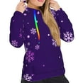 thumbnail image 5 of Yiaed Crystal Purple Snowflake Print Womens Casual Hoodies Crew Neck Long Sleeve Sweatshirts With Pocket Pullover Tops Women's Hooded Sweatshirt-Large, 5 of 5