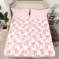 thumbnail image 2 of Homewish Pink Bowknot 3pcs Twin Sheet Sets For Girls,Geometric Plaid Twin Fitted Sheet,Dreamy Princess Breathable Flat Sheet,Luxury Bedroom Decor, 2 of 7