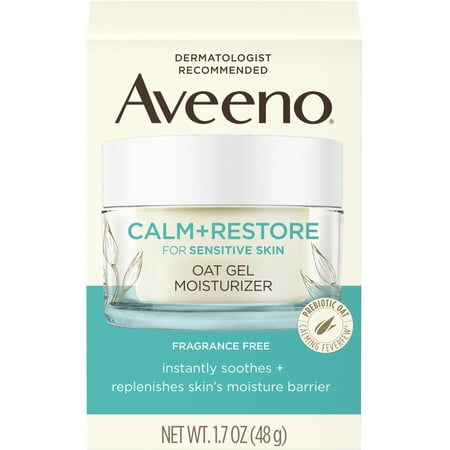 Aveeno Calm + Restore Oat Gel Facial Moisturizer for Sensitive Skin Lightweight Gel Cream Face Moisturizer 1.7 oz 1 ea (Pack of 6)