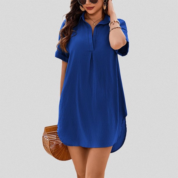 WILLBEST Vestidos Largos Casuales Para Mujer Vestido Informal Con Dobladillo Redondo Y Cuello Levantado, Color Sólido, A La Moda Para Mujer
