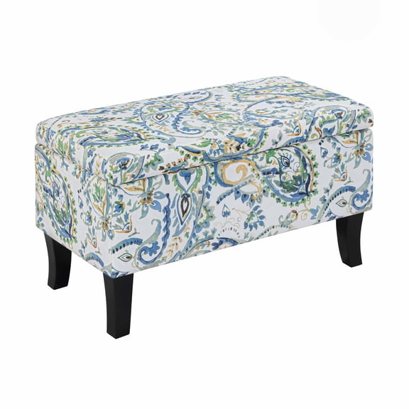 Pemberly Row Modern / Contemporary Storage Ottoman in Blue Fabric