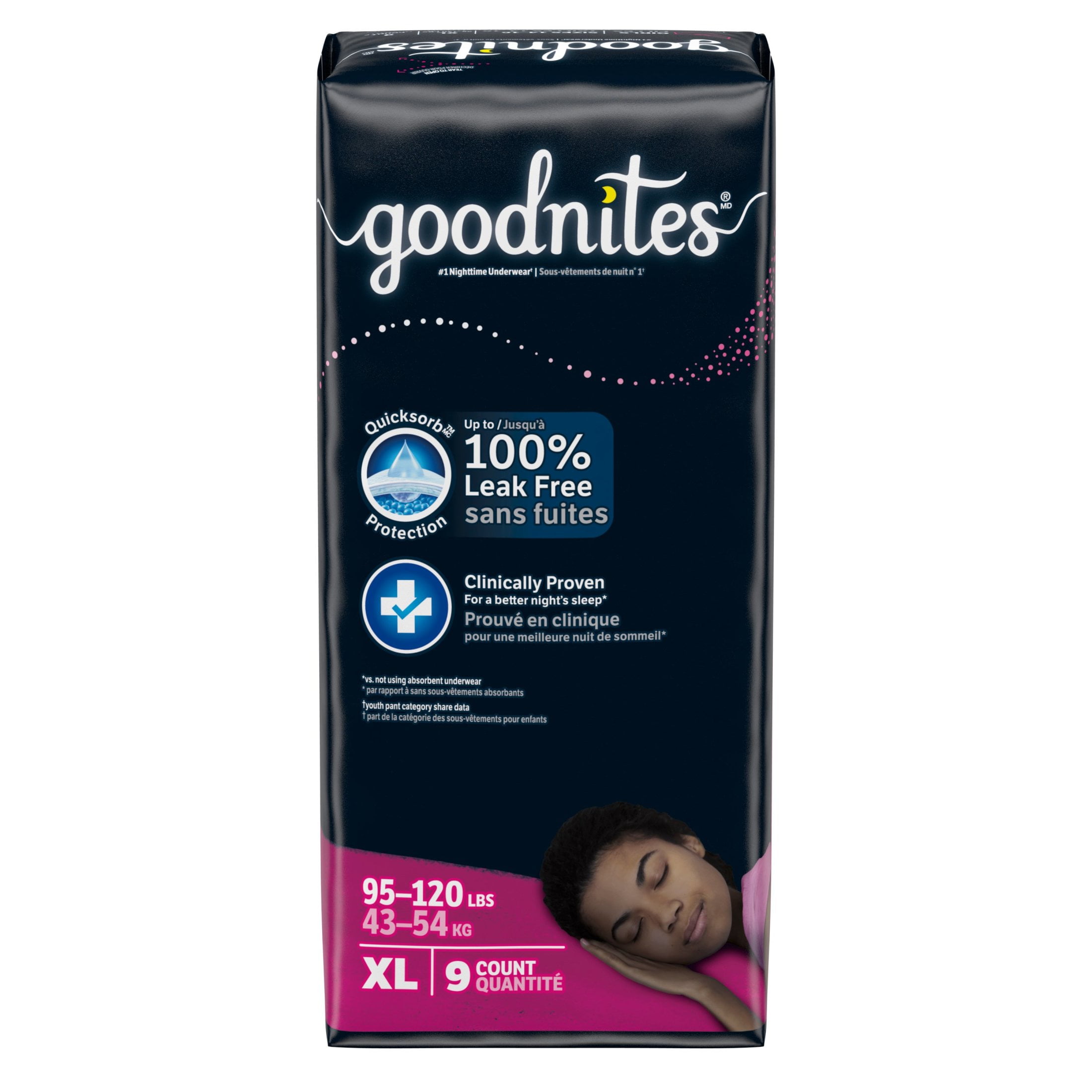【在庫処分大特価!!】 Underwear Bedwetting Goodnites for 9 lbs), (95-120 XL Girls, トップス