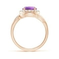 thumbnail image 2 of ANGARA Natural 1.7 ct Amethyst Bypass Engagement Ring with Diamond Halo in 14K Rose Gold for Women (Size-8mm) | February Birthstone, Anniversary, Jewelry Gift for Women | Natural Amethyst Ring, 2 of 9
