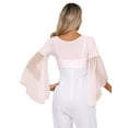 thumbnail image 2 of ZALDITA Women's 3/4 Tulle Flared Sleeve Wrap Tie Top Blouse Belly Dance Bolero Shrugs Cardigan Pink One Size, 2 of 7