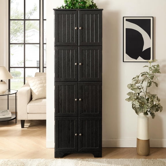 Kadyn Extra Tall 72 Inch Storage Cabinet with 8 Doors 4 Shelves, Freestanding Bookcase for Home Office Kitchen, Black