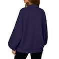 thumbnail image 3 of Mohiass Zip Up Sweatshirt Women No Hood Comfort Oversized Sweatshirt Cardigan Fleece Bomber Jacket Zipper Hoodless Hoodies Purple XL, 3 of 6