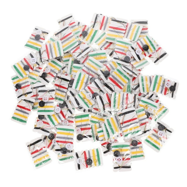 100 piezas de hilo de coser portátil para viaje, botón de seguridad, imperdible, herramientas de bordado para punto de cruz, suministros para hotel y hogar.