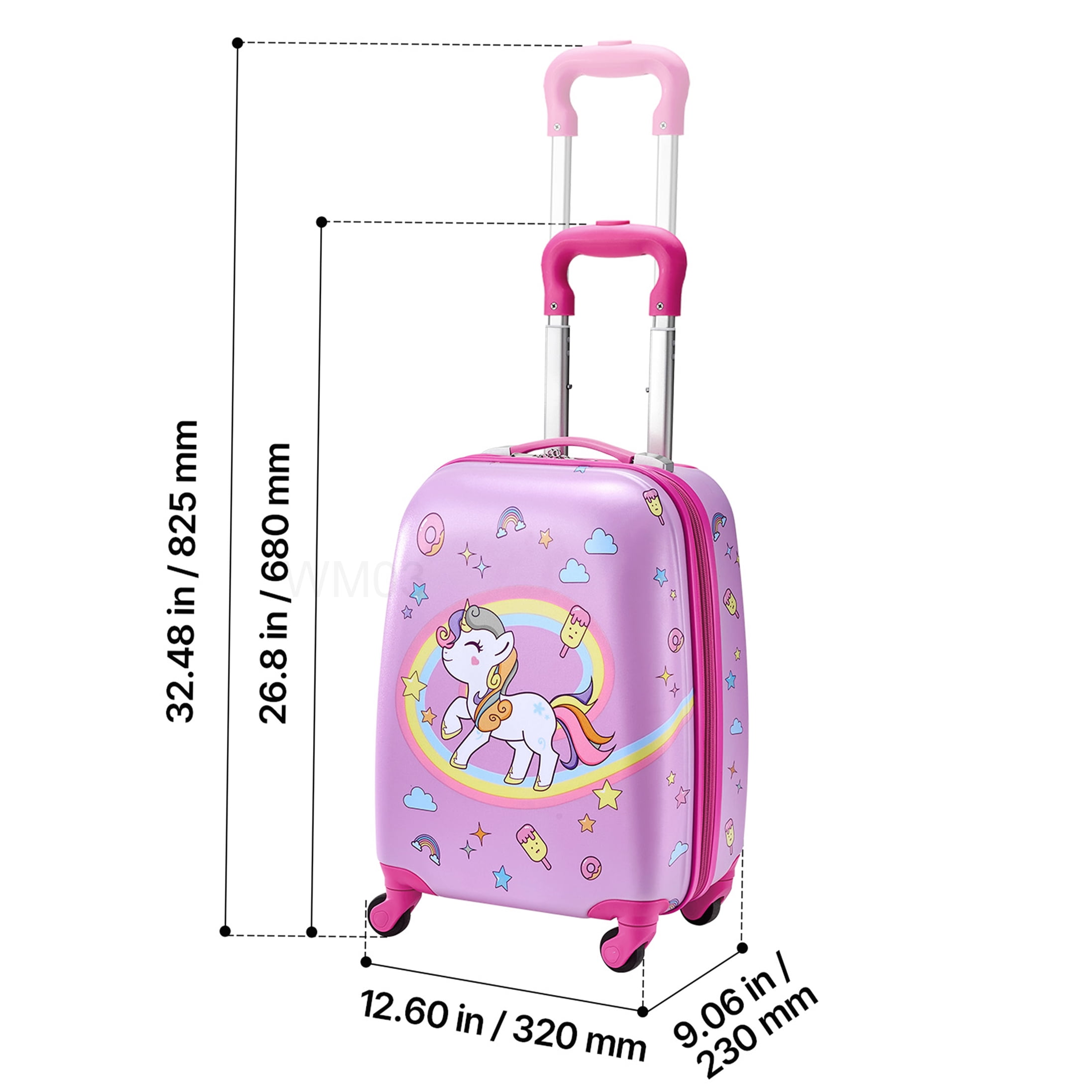 CHAMPFLAG Complete Travel Gear Set: 18 Inch Unicorn Hardside Suitcase with 360 Wheels, Backpack &; Neck Pillow, Airline Approved