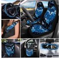 thumbnail image 2 of Yuyamidu Cute Dolphin Car Seat Cover Front Back Seat Covers 15 PCS Blue Hibiscus Steering Wheel Cover Seat Belt Pad Garbage Bag Air Vent Bag Rearview Mirror Cover Coasters Key Chain, 2 of 7