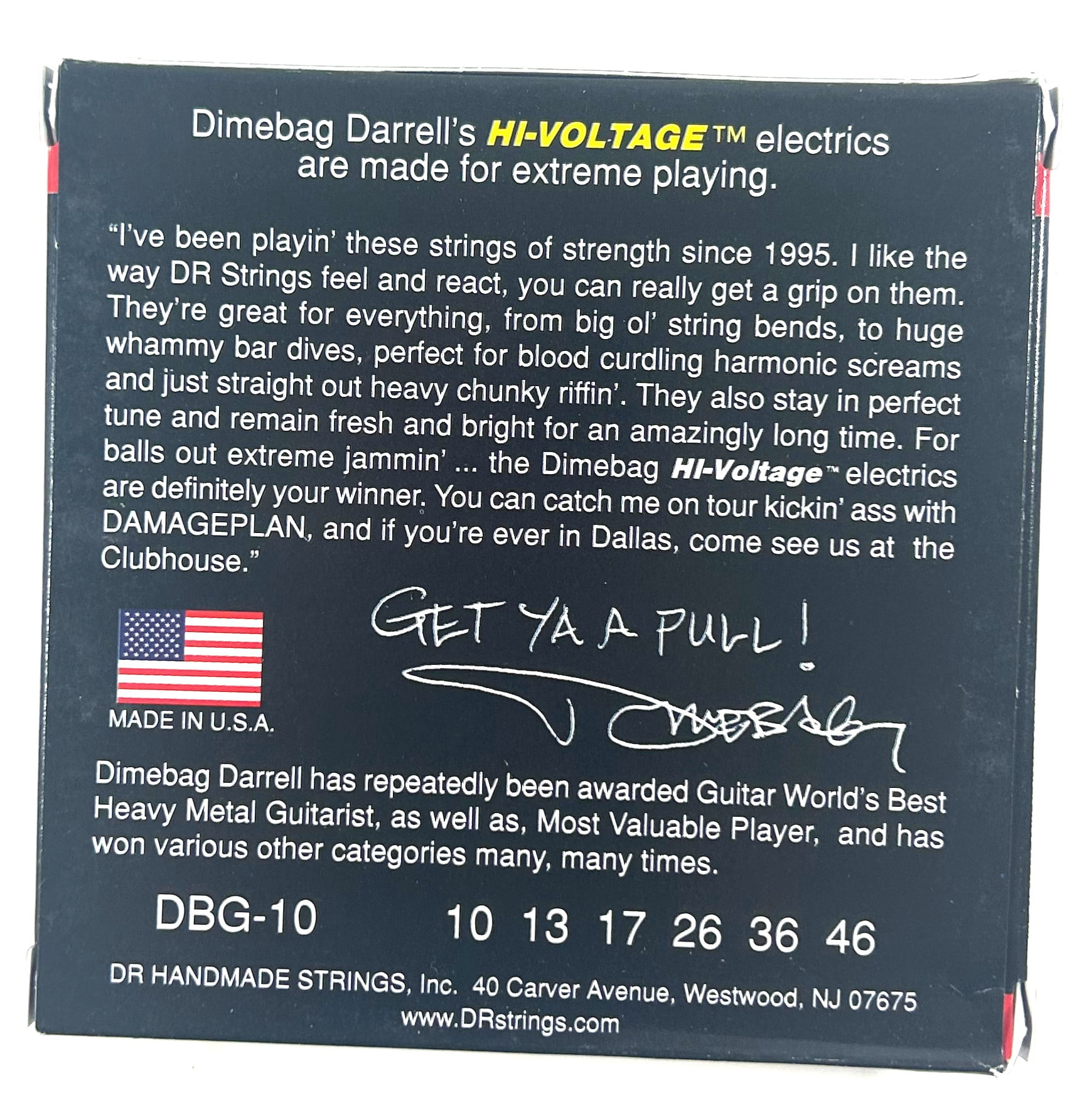DR Guitar Strings Electric 2 Sets Dimebag Darrell Hi-Voltage 10-46