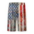 thumbnail image 3 of FAROOT Men's Stars Stripe Print Drawstring Shorts Summer Casual Beach Shorts for Seaside, 3 of 4