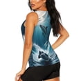 thumbnail image 3 of Uemuo Ice Blue Ocean Cute Dolphin A Pattern Workout Tank Tops for Women Breathable Moisture-wicking tank top Sleeveless Running Loose Fit Yoga Tops Active Shirts Sports Gym Exercise, 3 of 9