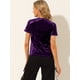 thumbnail image 5 of Día de San Patricio Camiseta Terciopelo Sólida Casual De Manga Corta Con Cuello Redondo Para Mujer Púrpura L, 5 of 6