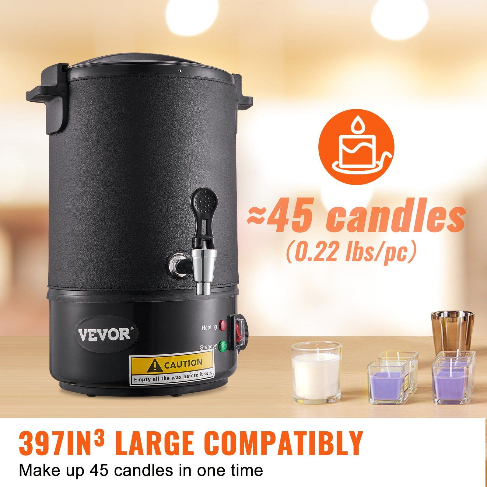 6.5L Commercial Electric Wax Melting Pot for Candle Making - 9-Temp Control, Easy-Clean Design & Precision Spout - Bulk Wax Melter for Soy/Candle/Soap Production, Home Business & DIY Crafts
