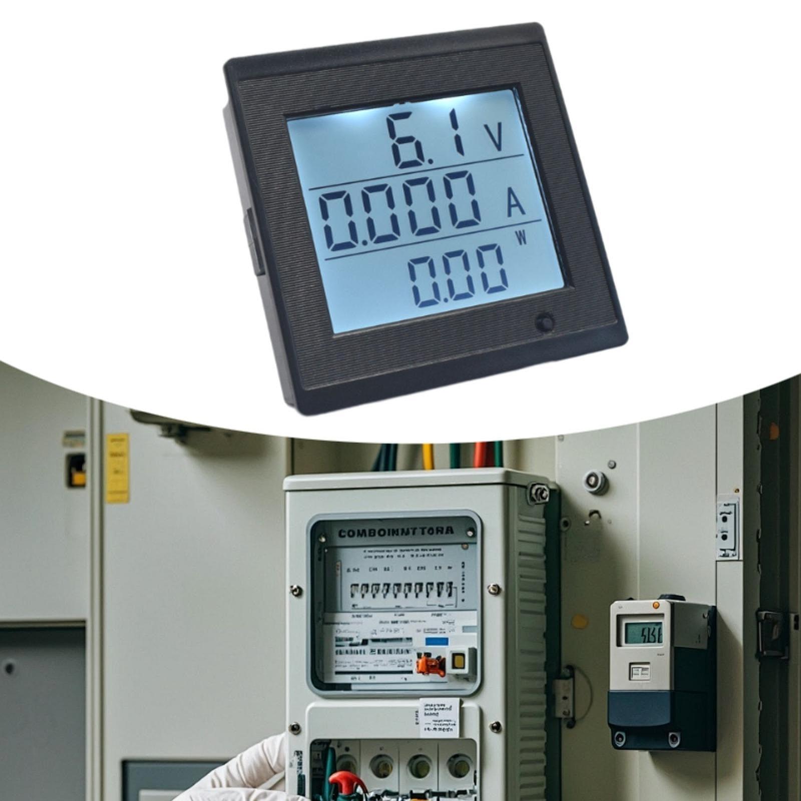 Digital Voltmeter Ammeter Power Meter LCD Display Compact Overload Protection for Electrical Measurement Tool