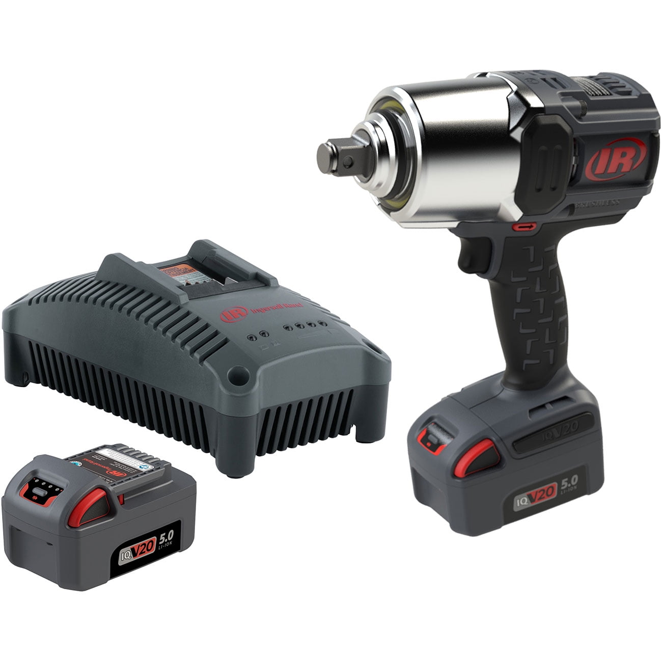 Ingersoll Rand 3/4 Inch 20V Cordless Impact Wrench 2 Battery Kit, 2000 ft-lb Torque, Friction Ring Thru-hole, Pistol Grip