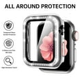 thumbnail image 3 of Dwitch Apple Watch Series SE/6/5/4 Band & Case,Bling Diamond Jewelry Metal Strap Band with 1 Pack Tempered Glass Screen Protector Cover Women Girl Bracelet Wristbands for iWatch 40mm,Silver, 3 of 7