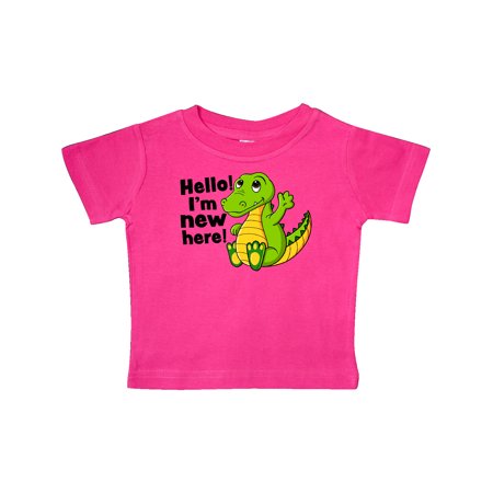 

Inktastic Hello I m New Here with Cute Baby Alligator Gift Baby Boy or Baby Girl T-Shirt