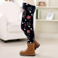 thumbnail image 5 of CAIVO Kids Girls Thermal Leggings Winter Base Layer Pants With Star And Bow Print Soft Fuzzy Warm Tights For Cold Weather Outdoor Comfort Stretch Fit Fashionable Everyday Wear Boho Trousers, 5 of 5