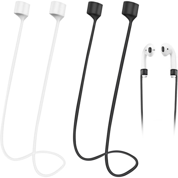 2 Pack Magnetic AirPods Strap, Silicone Sports Anti-Lost Neck Lanyard for AirPods Pro/3/2/1, White & Black