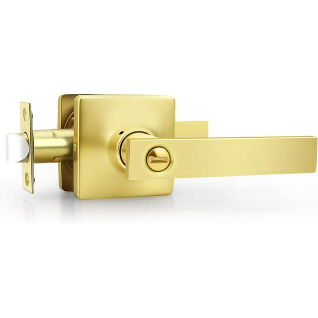 Levier de Porte de Passage en Laiton Doré Brossé Poignées de Porte Intérieures (Ensemble de Levier Antidérapant) pour Portes de Couloir Ou Garde-Robes Réversible pour Portes de Garde-Robe Côté Droit et Gauche Leviers de Porte d'Intérieur à Main
