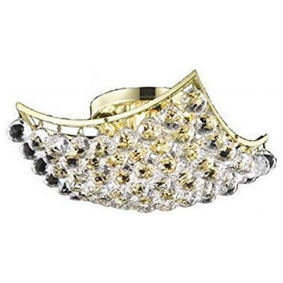Elegant Lighting V9800F14G-RC Corona 4 Light Flush Mount, Royal Cut Crystals - Gold