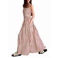 thumbnail image 2 of Women Summer Beach Maxi Dress Spaghetti Strap Striped Boho A Line Wedding Guest Flowy Long Dress Light Brown XL, 2 of 9