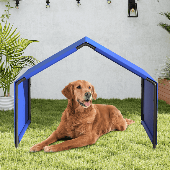 Euqvunn Dog Shade Shelter, Portable Outdoor Dog Tent with Waterproof Cover, Pet Shade House for Garden, Patio, Backyard, Travel - Blue