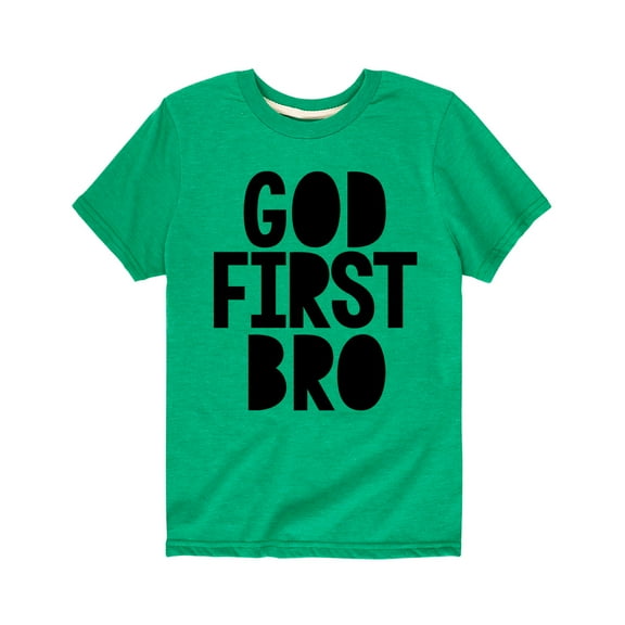 Solid Light - God First Bro - Toddler Short Sleeve Tee