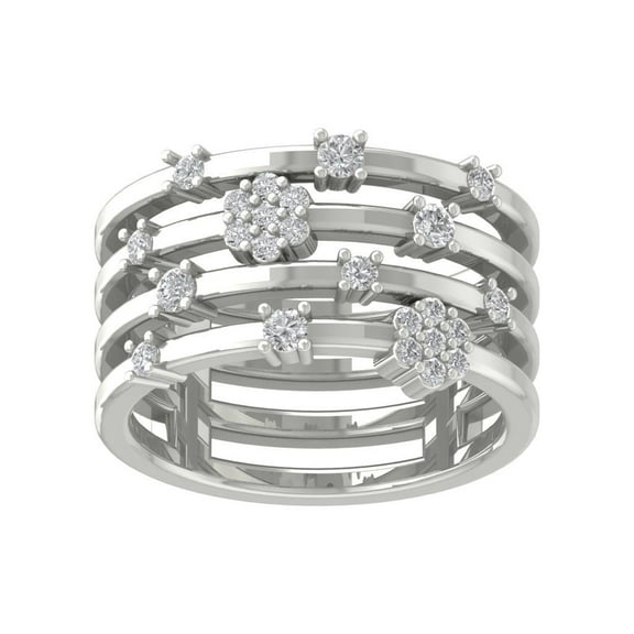 Araiya Fine Jewelry 925 Sterling Silver Round-shape Lab Grown Diamond Cluster Engagement Ring ( 1/3 cttw, D-F Color, VS Clarity) Size 6