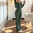 thumbnail image 5 of Wutalume Women's Slim Fit 2-Piece Set, Solid Color Zippered Top and Long Pants, Casual Fall and Spring Tracksuit Outfit,Army Green L, 5 of 6