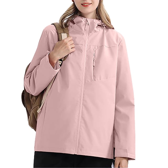 knqrhpse Fall Jacket Women's Spring And Autumn Thin Outdoor Mountaineering Wear Quick Drying Breathable Windproof Single Layer Coat Hardshell Jacket Womens Coats Tops For Women Casual Fall Pink XXL