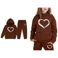 thumbnail image 5 of Toddler Kids Sweatsuit Set for Girls,2 Piece Long Sleeve Brown Soft Hoodie and Jogger Sweatpants Fall Winter Clothes Size 1-2 Years Girls Clothes Cute&nbsp;Boys Girls&nbsp;Clothing, 5 of 6