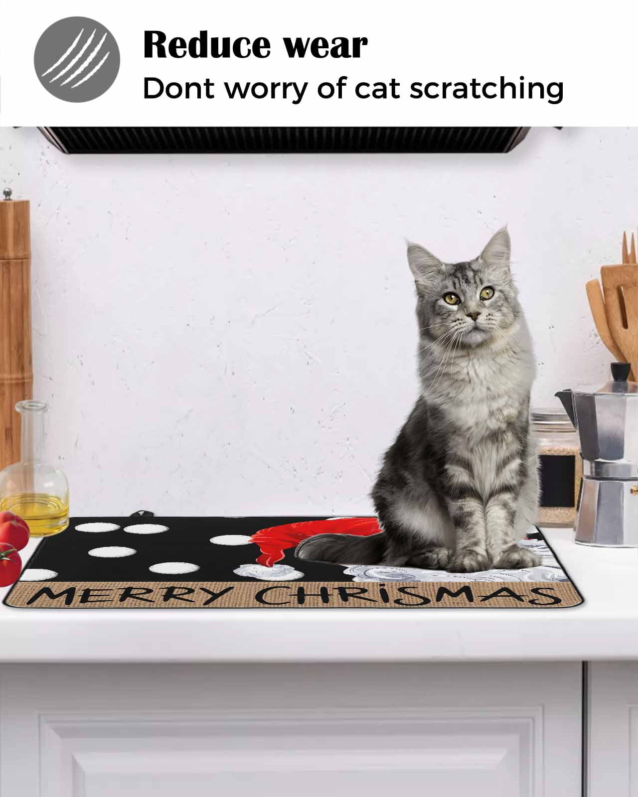 Large Induction Cooktop Protector Mat Christmas Gnomes Stove Top Covers for Electric Stove, Black Red Merry Christmas Decorative Stove Burner Cover Mats, Glass Top Stove Cover